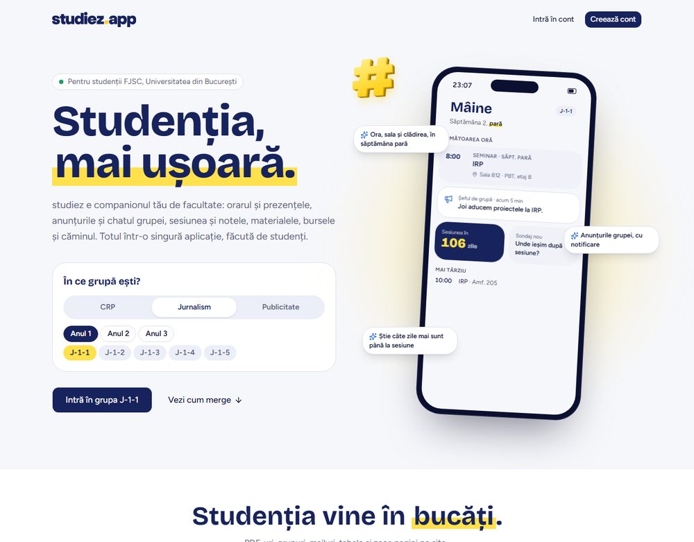 Pagina principală studiez.app
